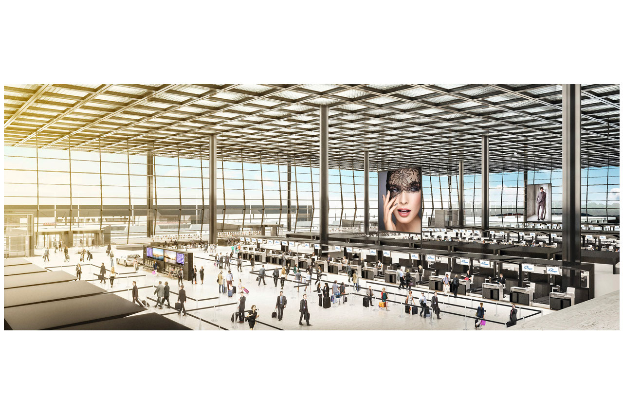 Check-in area at Frankfurt Airport’s new Terminal 3 where WSCAD’s software platform is being used to plan the building automation system. [Source- Fraport AG]