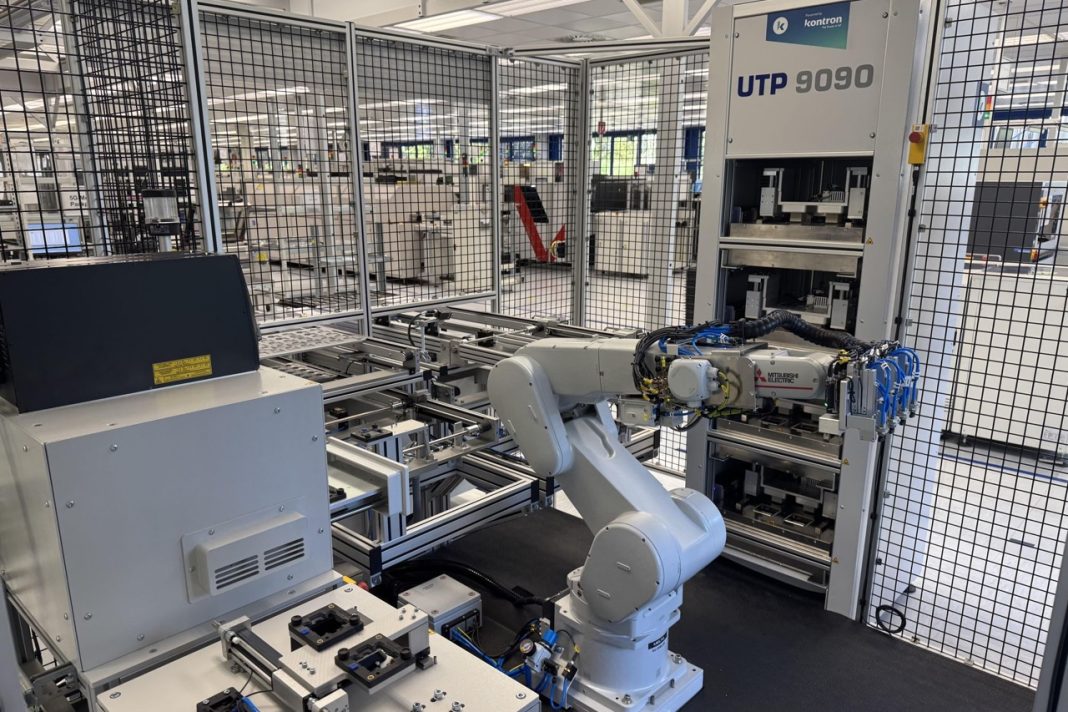 Kontron Electronics² booth at EFX 2026 trade show in Stuttgart, showcasing 5G modules and electronics manufacturing capabilities