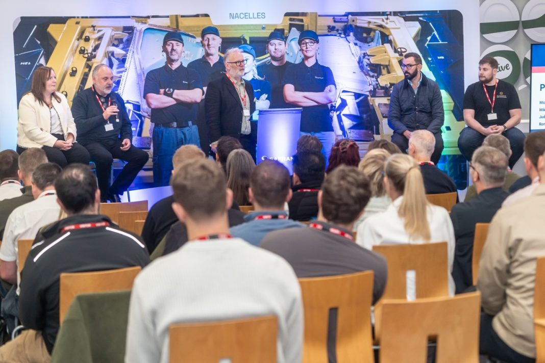 Made-Smarter-1.jpg Manufacturers and technology experts gathered at Safran Nacelles in Burnley for an AI productivity event during National Manufacturing Day 2026