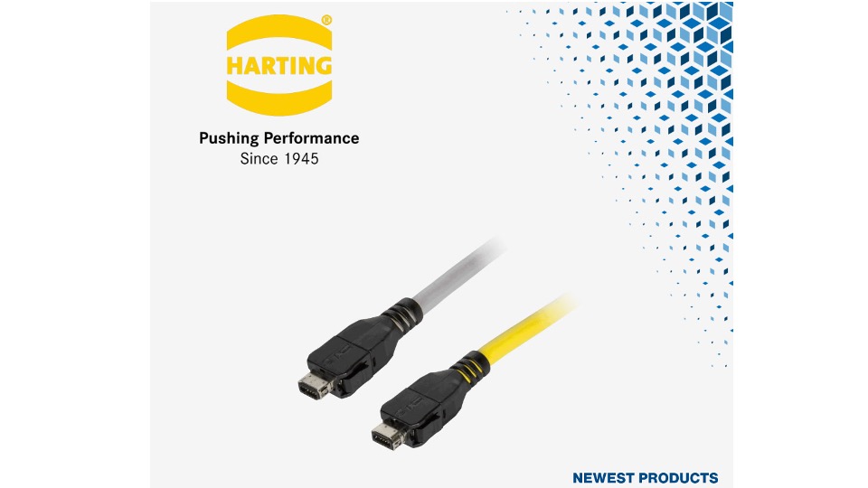HARTING ix Industrial PushTrigger IP20 connector shown in close-up, highlighting compact design for industrial Ethernet applications