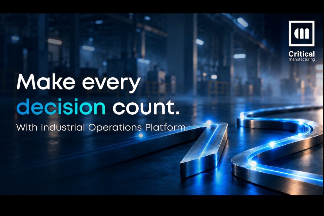 Critical-Manu.jpg Critical Manufacturing Version 12.0 Industrial Operations Platform with AI agents and dashboard interface displayed on screen
