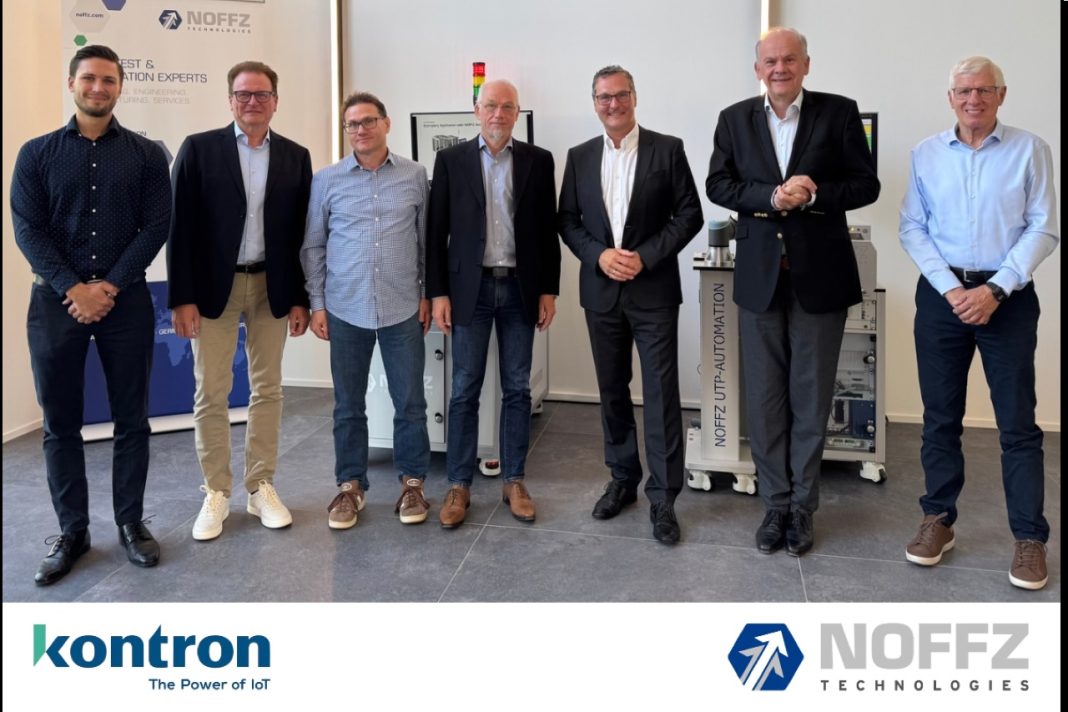 Kontron.jpg Automated test system for 5G communication modules in a German manufacturing facility, with robotic testing equipment and laser marking