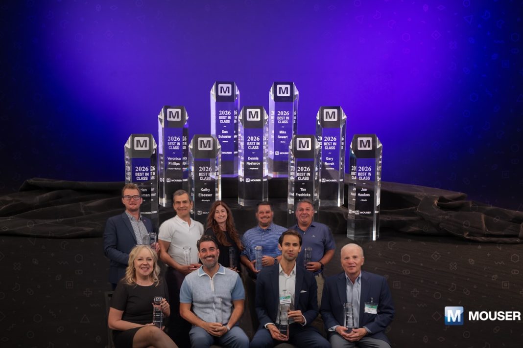 Mouser Electronics Best-in-Class Award ceremony near Dallas Fort Worth headquarters, celebrating 2026 award recipients
